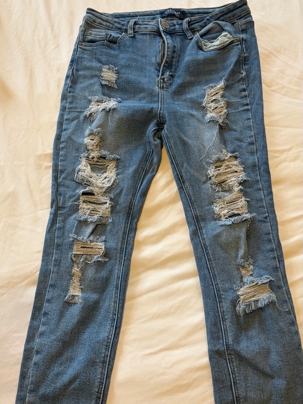 Wax Jean Women's Light Blue Distressed Skinny Jeans